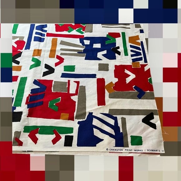 Cranston Print Works Aswartz Liebman Tex Cotton Fabric Geometric Primary Colored - Picture 3 of 15